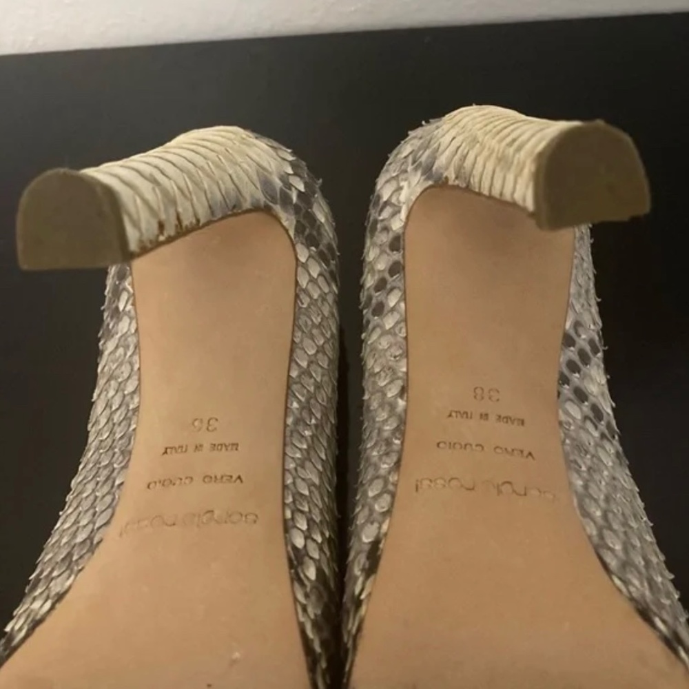 🐍 Sergio Rossi snake skin Peep Toe 38  python + Michael Kors Clutch! - Picture 10 of 16